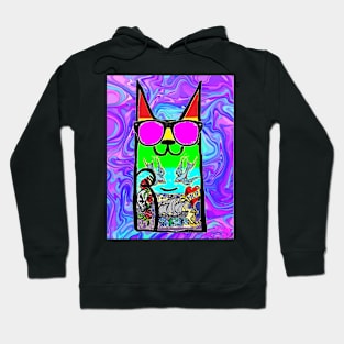 purple rainbow tattoo cat 2 Hoodie